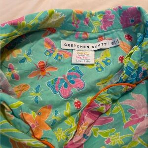 Gretchen Scott Designs Turquoise Floral & Butterfly Pajama Top
